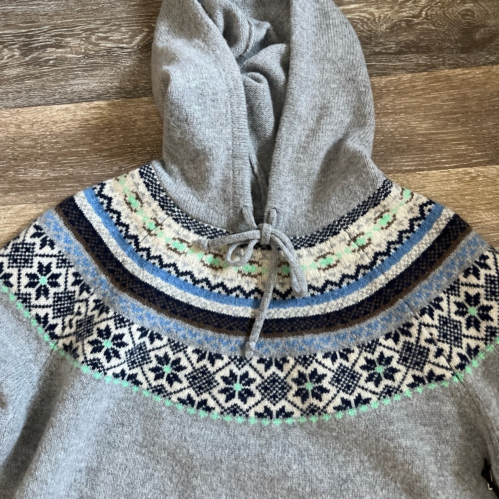 Tabitha Webb Fair Isle Hooded sweater size Large Wool Blend EUC